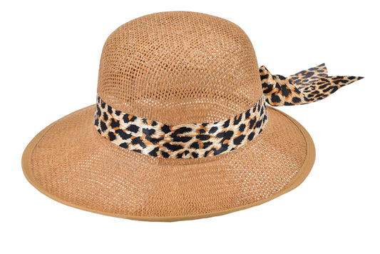 Ladies Fashion Hat with Leopard Print Band | 57cm Circumference