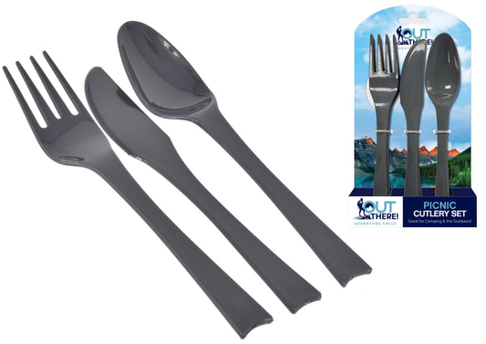 Ensemble de couverts de pique-nique élégants en plastique | 12 ustensiles de couleur unie | Parfait pour les repas en extérieur