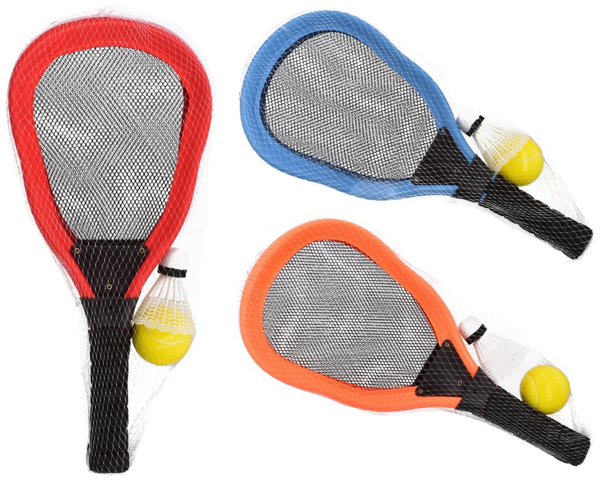 Premium Mesh Tennis Set - M.Y - 3 Assorted Rackets in Convenient Net Bag
