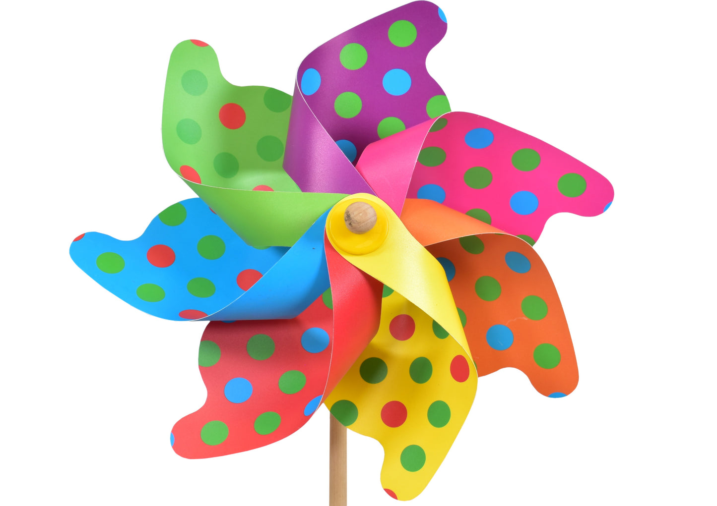 Vibrant 31cm Hot Colour Spotted Windmills - Ready to Spin