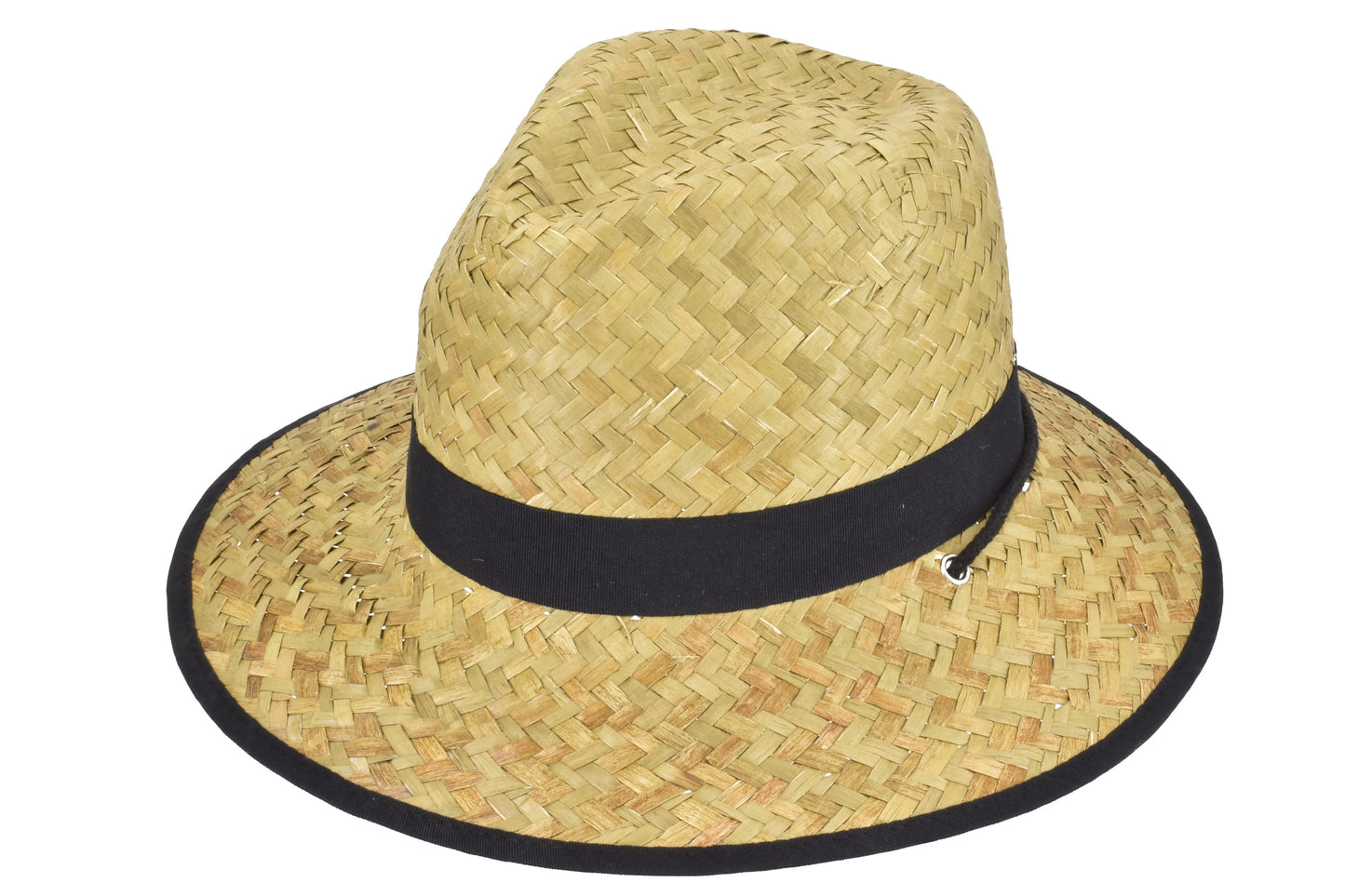 Style classique : Chapeau Fedora de paille 59 cm avec bande noire