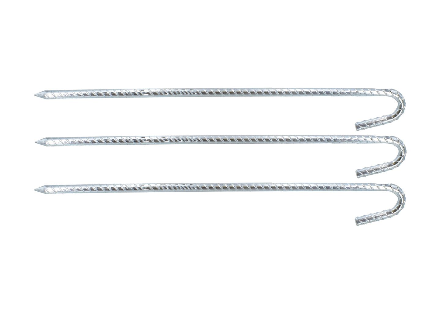 Piquet de Barnum en Acier Galvanisé en J 38cm x 10mm – Fixez votre Tente avec des Piquets en Acier de Qualité