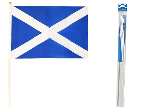Scotland 18 x 12" Hand Flag On Wooden Pole - Show Your Scottish Pride