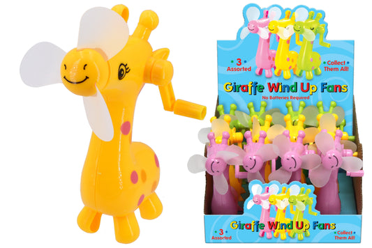 Ventilateur à remonter Girafe en boîte présentoir (3 modèles assortis) | Gadgets amusants et fonctionnels