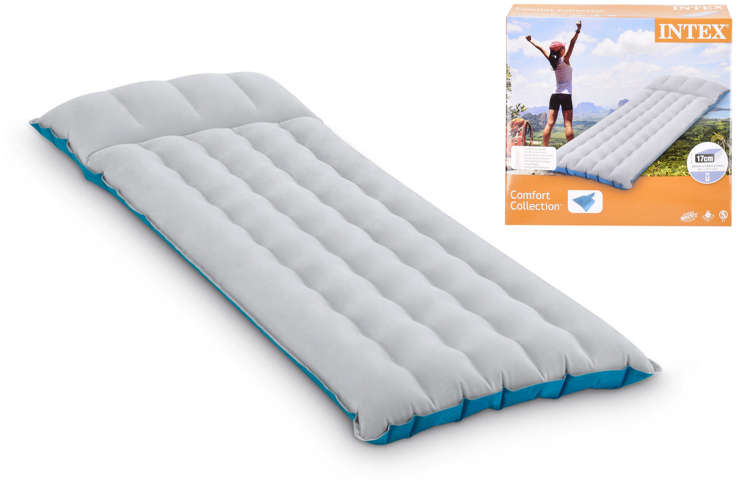 Un confort optimal : Lit d'appoint gonflable en tissu pour camping 184 cm x 67 cm x 17 cm