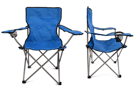 Chaise de capitaine bleu et noir haut de gamme avec porte-gobelet