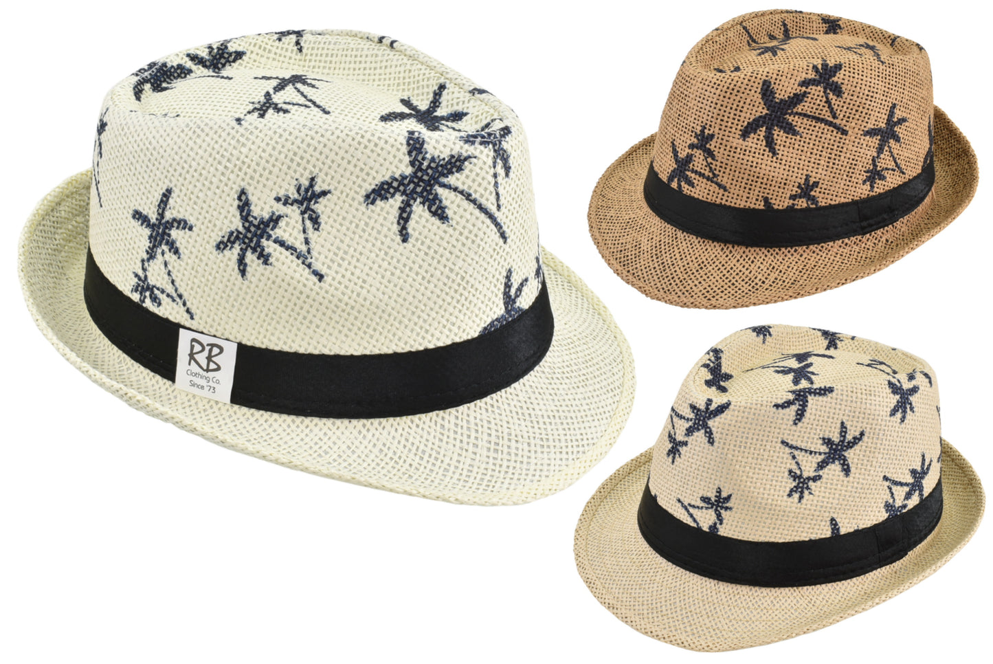 Chapeaux Trilby Imprimé Palmiers - Découvrez 3 Couleurs Vibrantes | Accessoires d'Été Parfaits