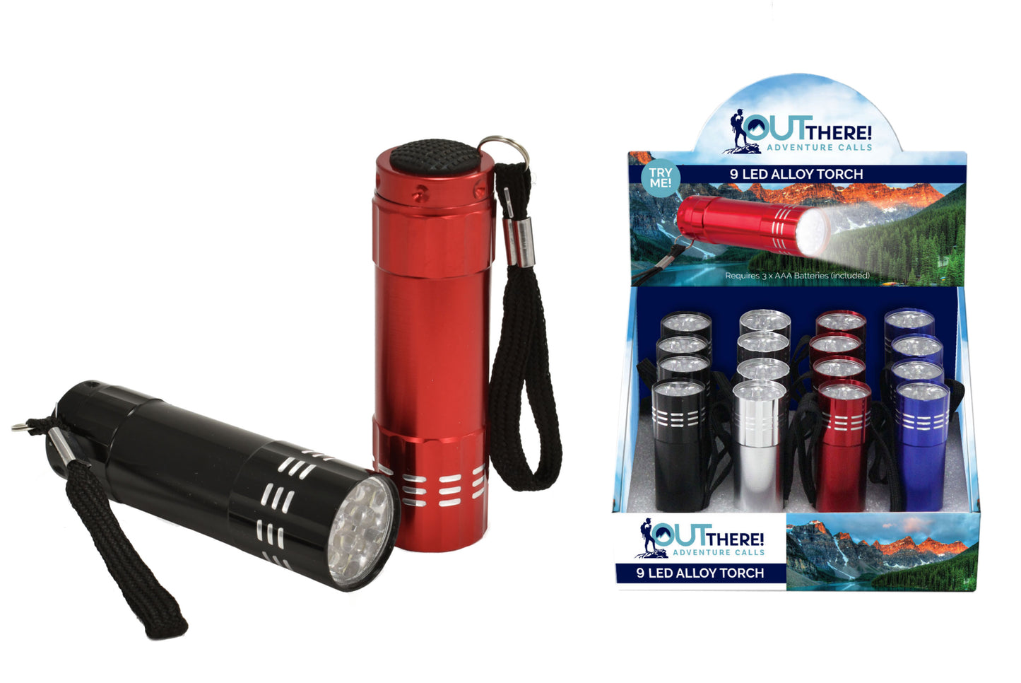 Illuminez vos nuits avec notre torche en alliage à 9 LED – Piles incluses