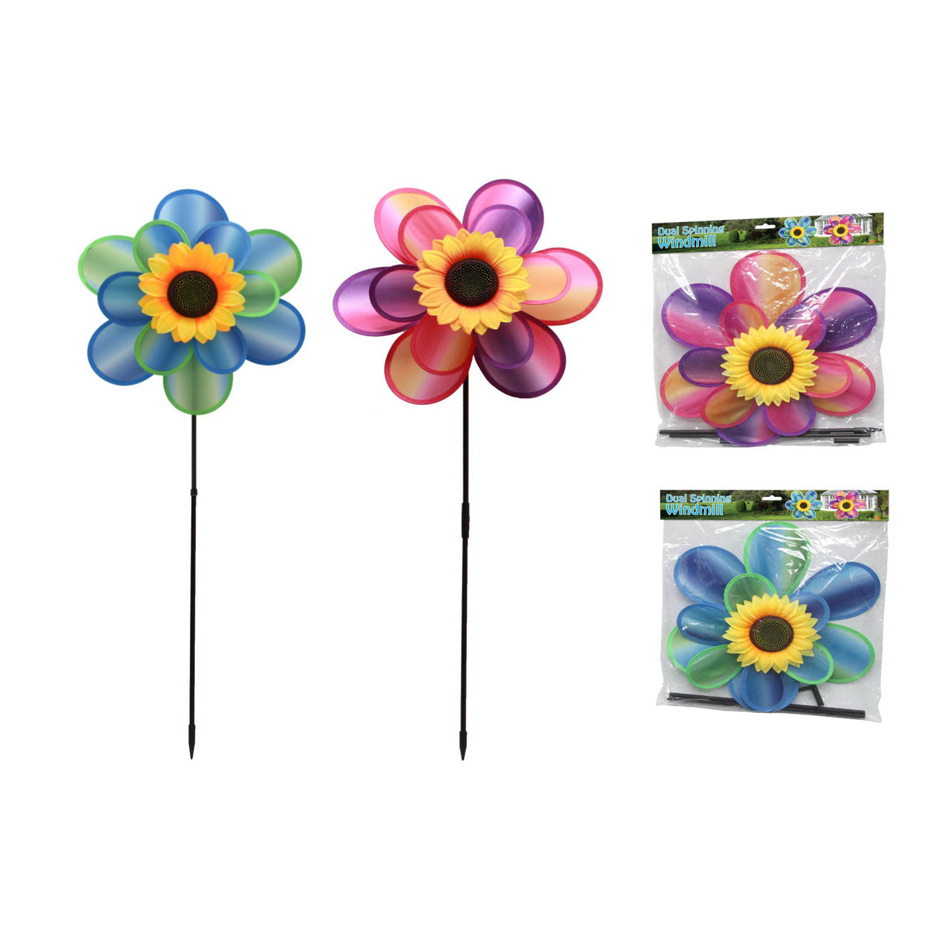 the Tie Dye Windmill - Dual Spinning  Vibrant Garden Decor