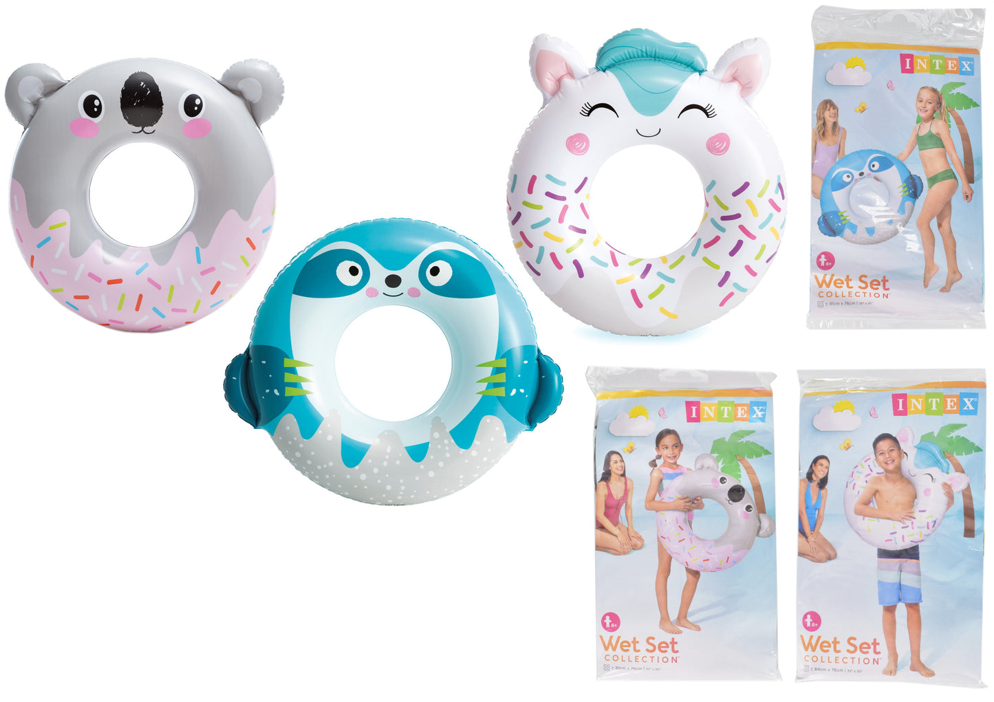 Tubes animaux adorables : 76 cm, 3 motifs assortis