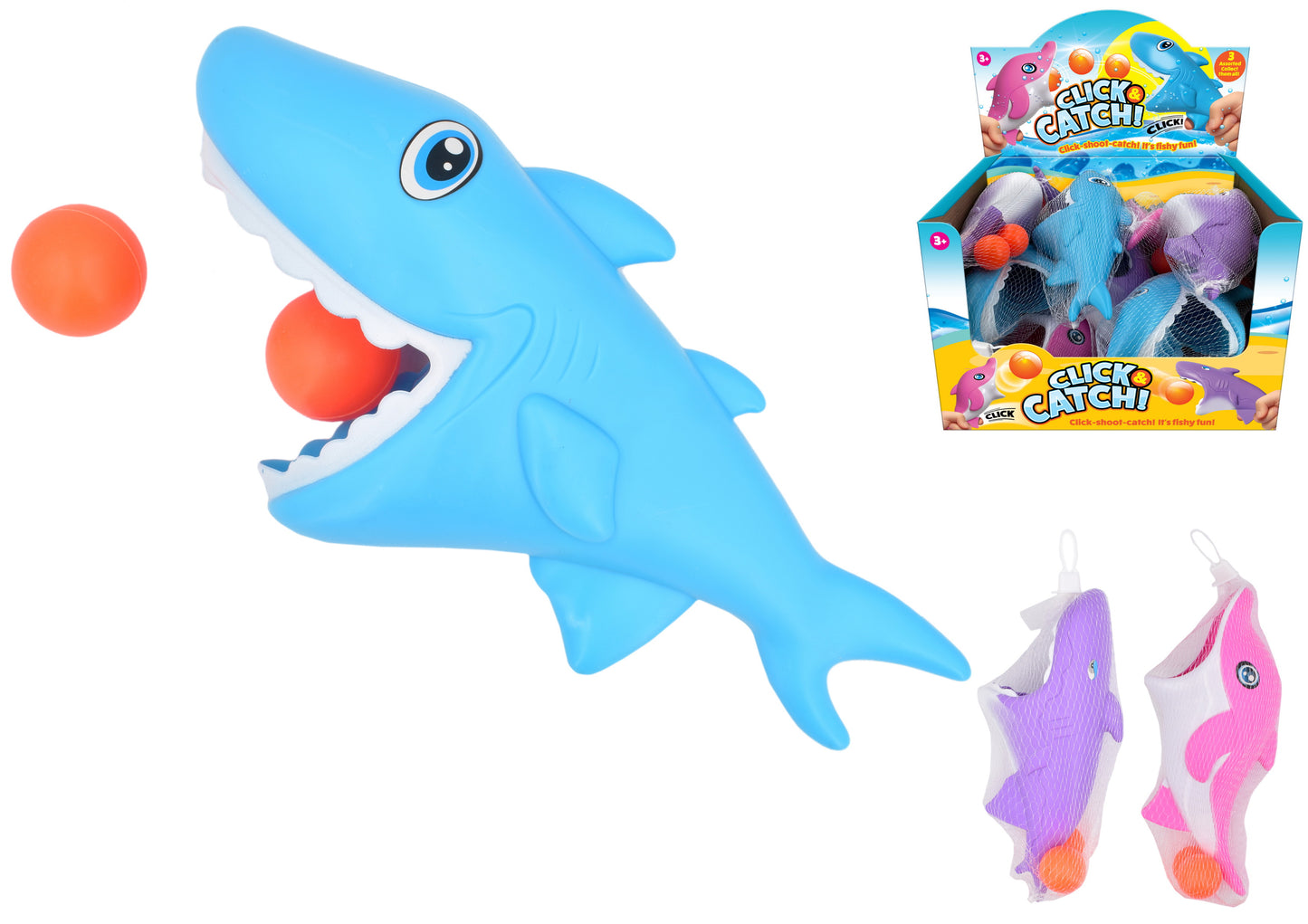 Jeux de pêche Sea Life : 3 jouets sur le thème de l'océan, assortis, dans un sac en filet