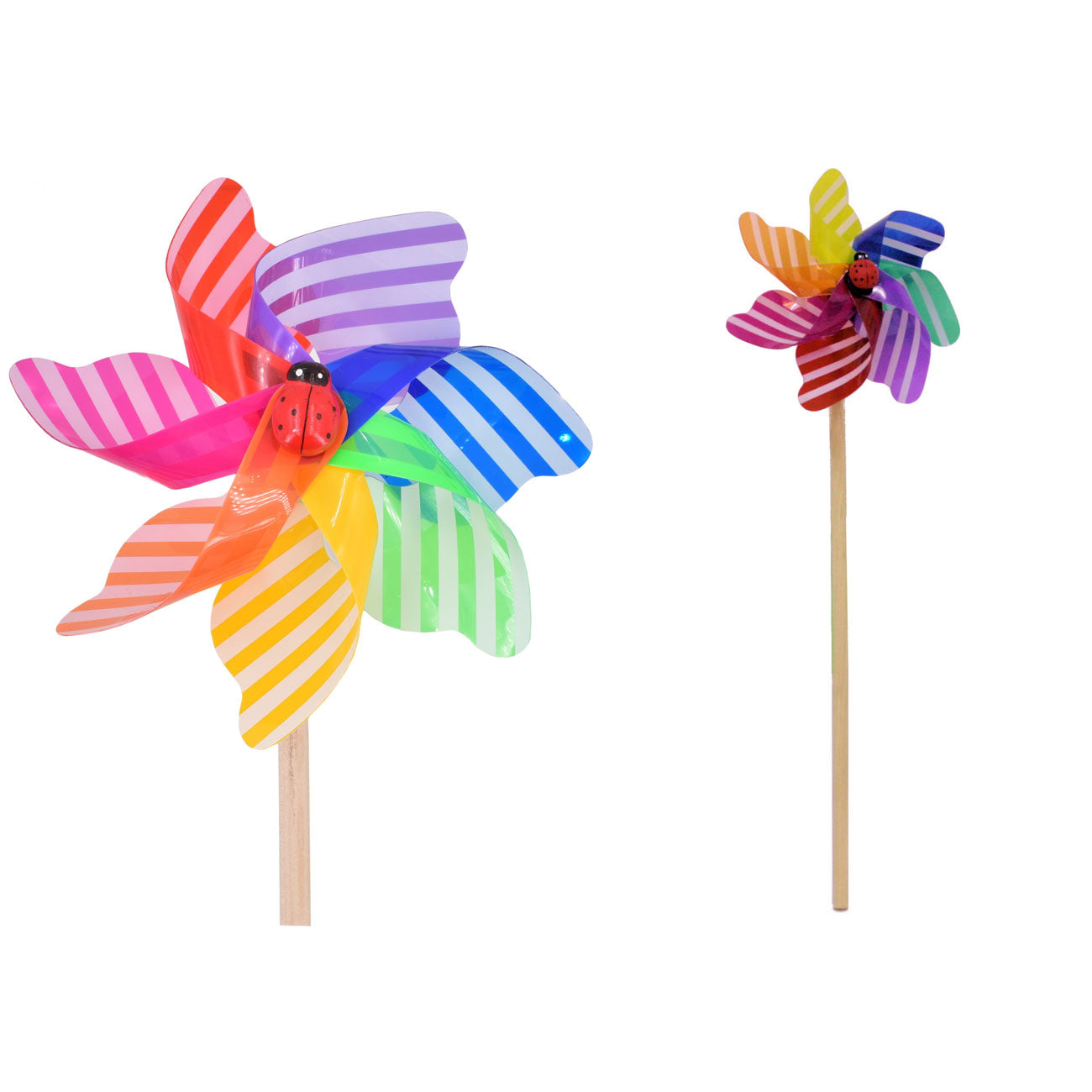 Vibrant 17cm Striped Colour Windmill - Fully Assembled | Eye-catching Garden Decor