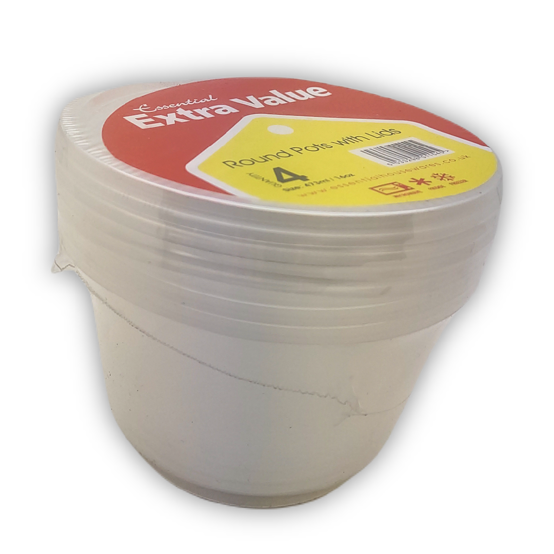 MICRO POT ROND 470ML + COUVERCLES - PACK ÉCO X4