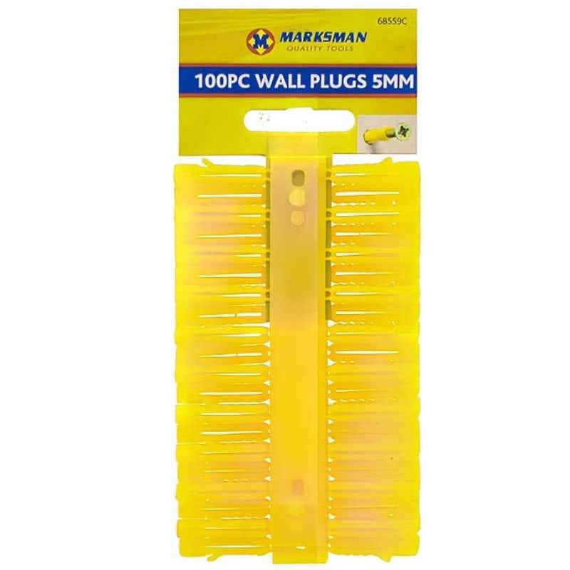 Marksman 100pc Wall Plugs 5mm Yellow 68559C - (M282)