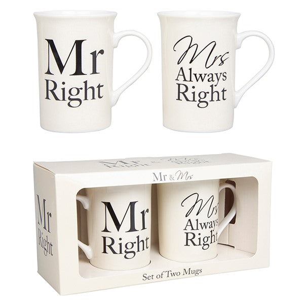 MUGS SET2 MR RIGHT & MRS ALWAYS RIGHT