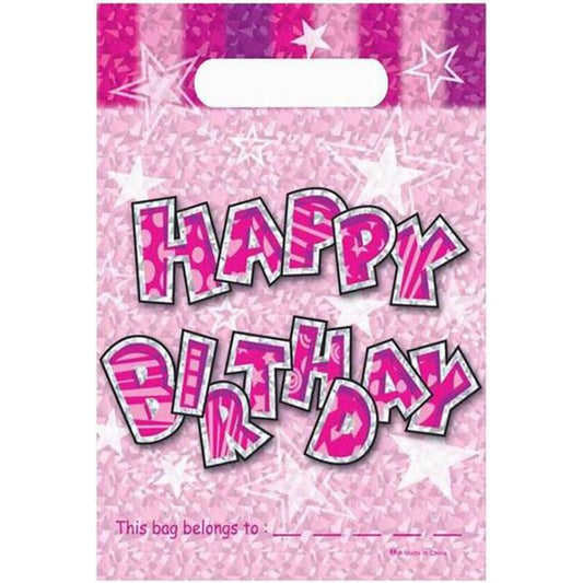 HAPPY BIRTHDAY PINK LOOT BAG 20PK