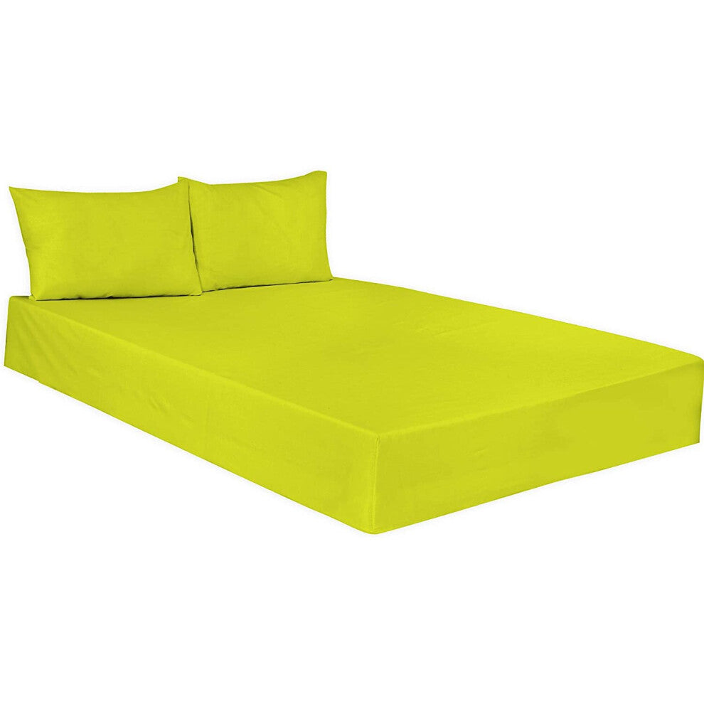 Drap-housse teint en vert pour lit simple
