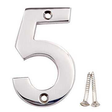 Numerals, Chromed Brass No. 5, 75mm