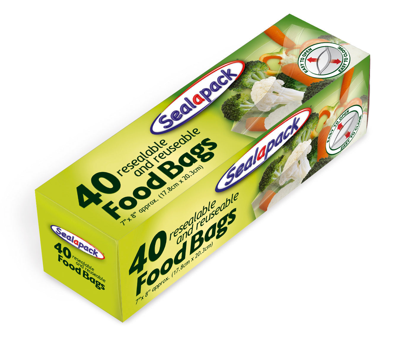 Sacs alimentaires Sealapack refermables et réutilisables – Lot de 40
