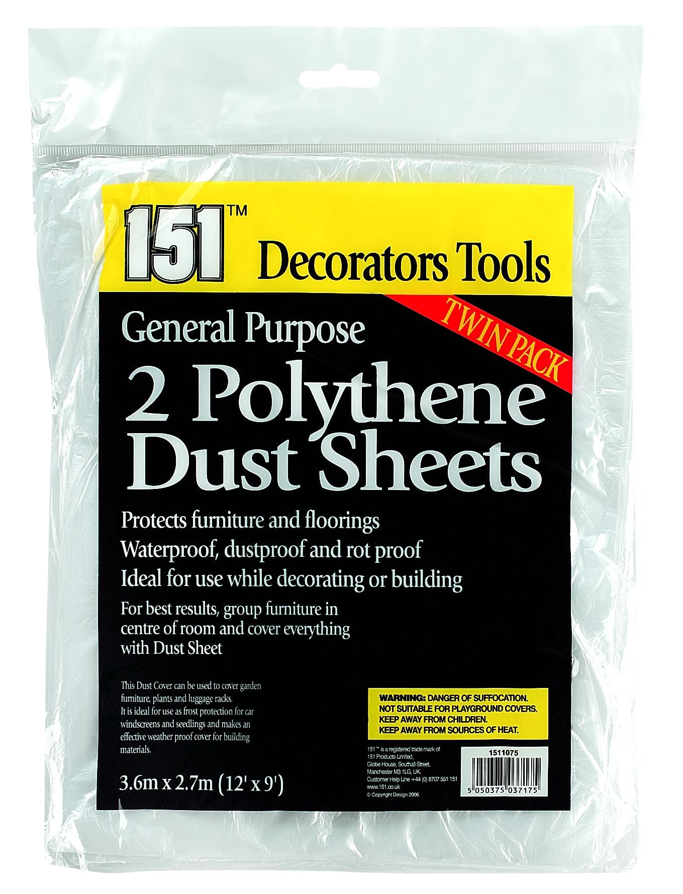 151 Decorators Tools Polythene Dust Sheets Twin Pack