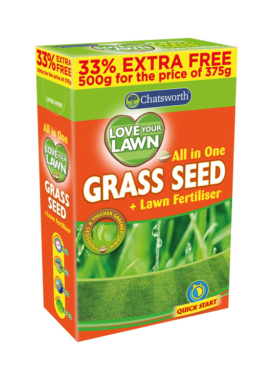 Chatsworth Love Your Lawn - Semences de gazon et engrais pour pelouse 500 g -