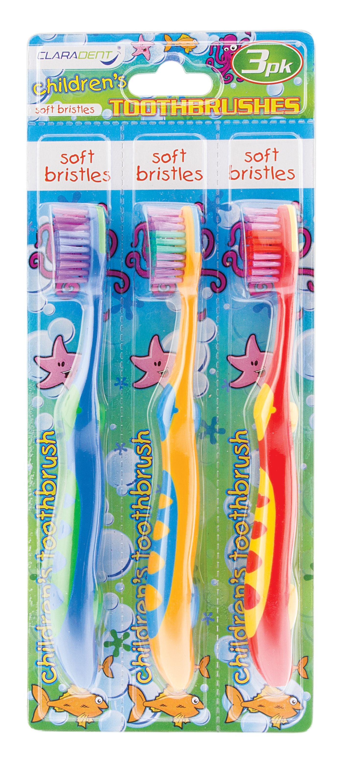 Claradent Kids Toothbrush Soft Bristles 3pk