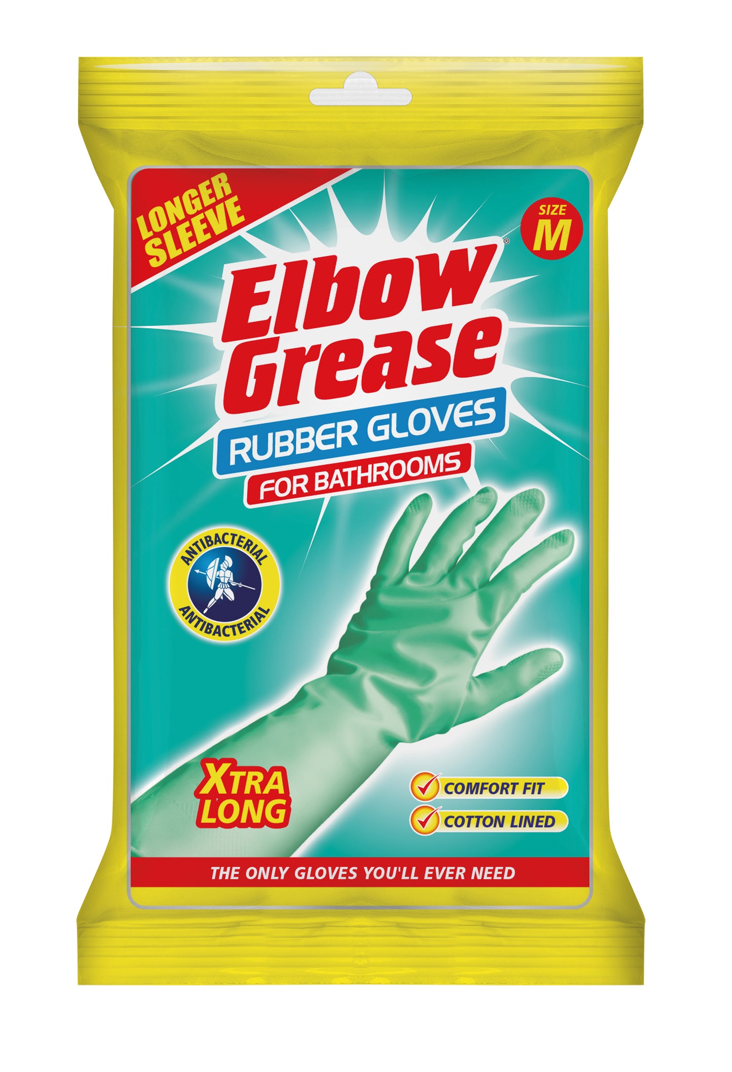 Elbow grease Lot de 1 gants de nettoyage de salle de bain antibactériens Aqua, taille M