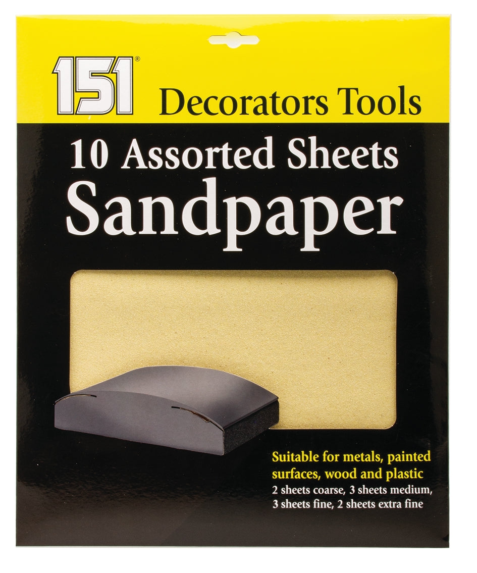 Feuilles de papier de verre assorties, paquet de 10