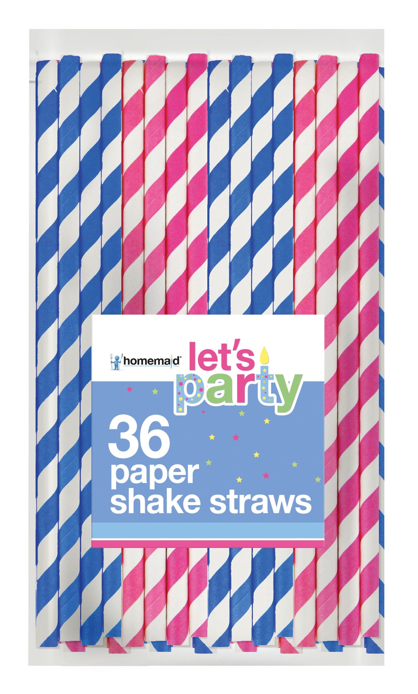 Paquet de 36 pailles rayées en papier pour milk-shake