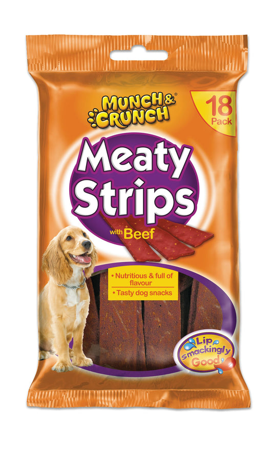 Munch & Crunch Meaty Strips With Beef - 18 Strips