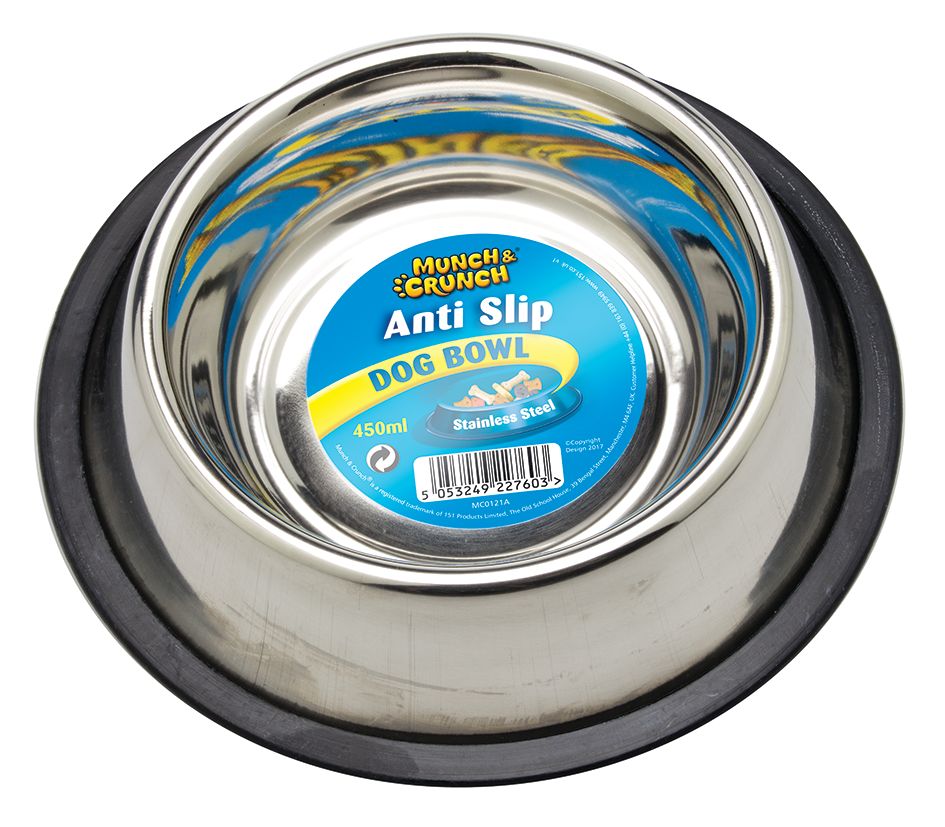 Gamelle antidérapante en acier pour chien 450 ml