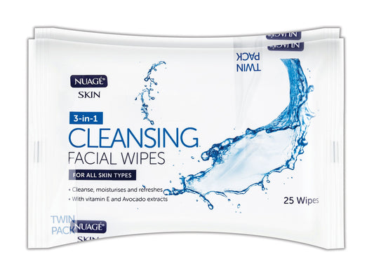 3-In-1 Cleansing Facial Wipes 2x25pk