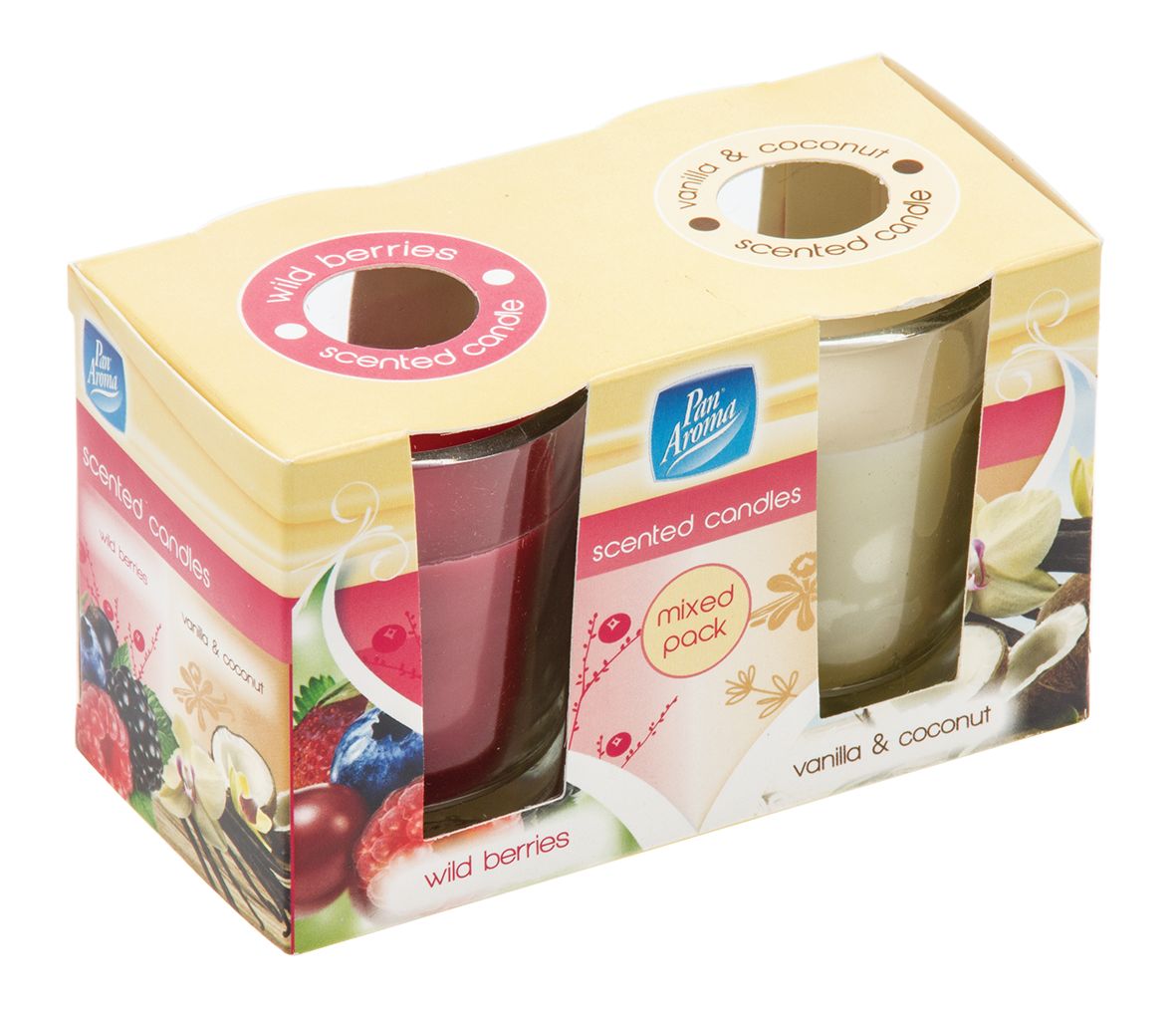 Bougie en verre - Baies sauvages, vanille et noix de coco