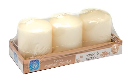 Set Of 3 Votive Candles - Vanilla And Coconut