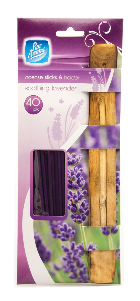 Pan Aroma Bâtonnets d'encens à la lavande et support 40 pièces