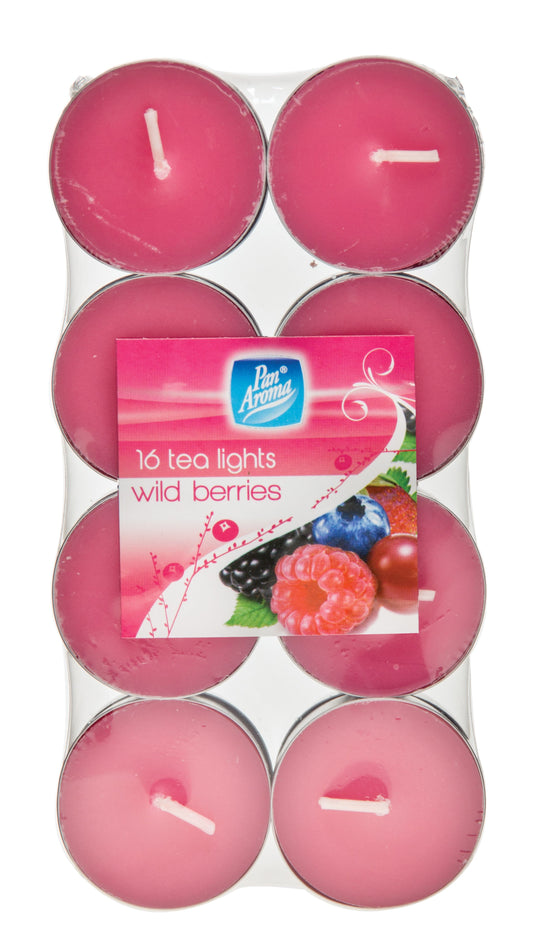 Bougies chauffe-plat colorées - Fruits des Bois, paquet de 16