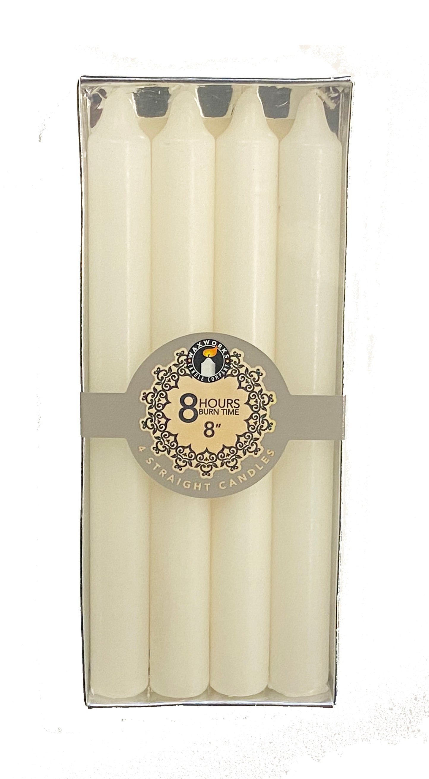 Lot de 4 bougies droites de 20 cm - Blanches