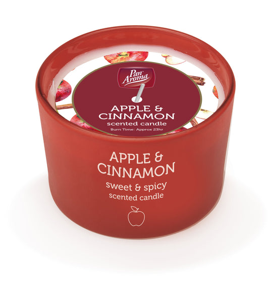 Bougie en pot colorée - Pomme Cannelle 85g
