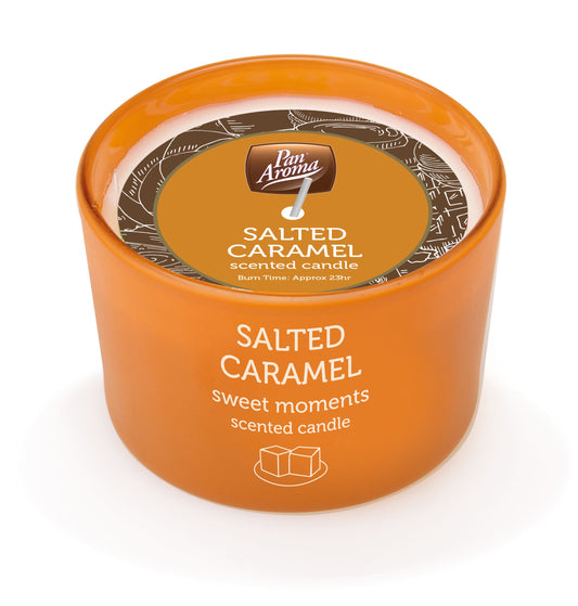 Bougie pot colorée - Caramel salé 85g
