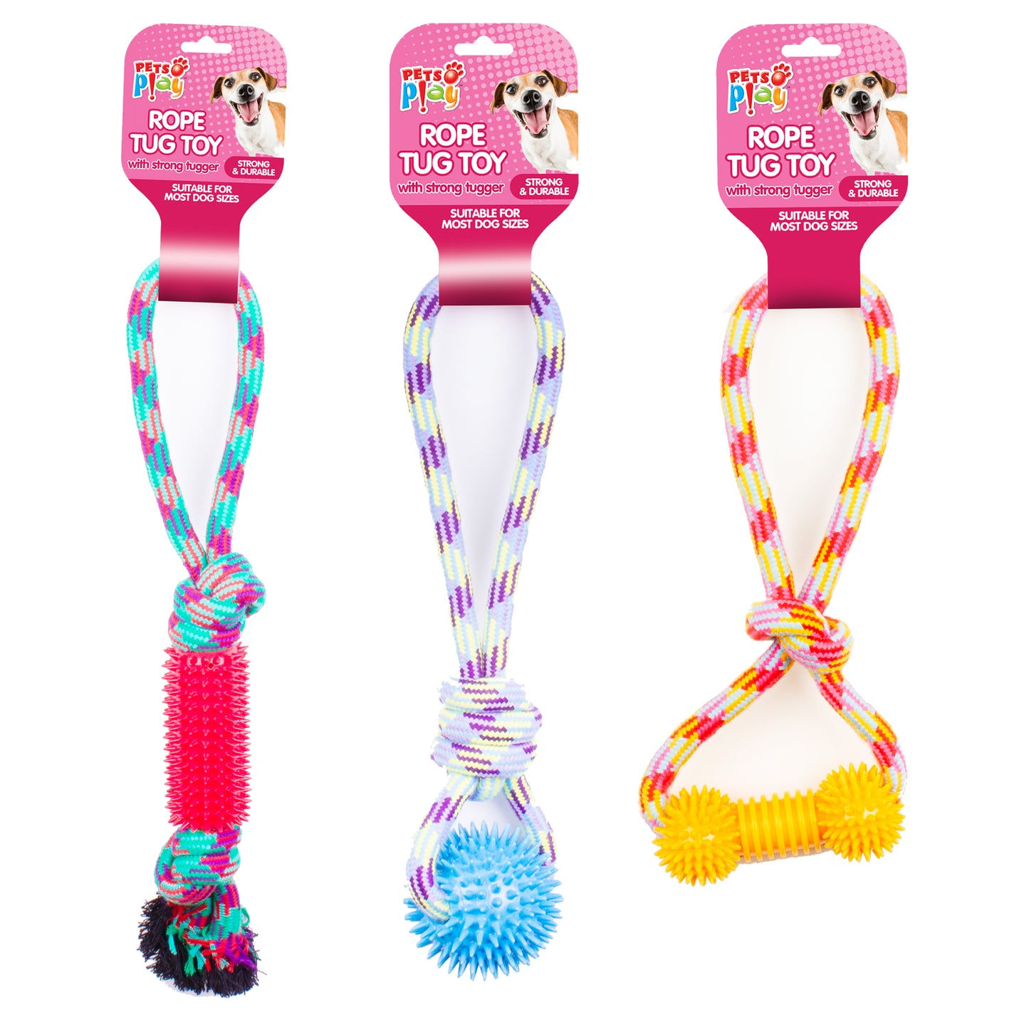 Grands jouets en corde avec tirette solide - 3 assortis