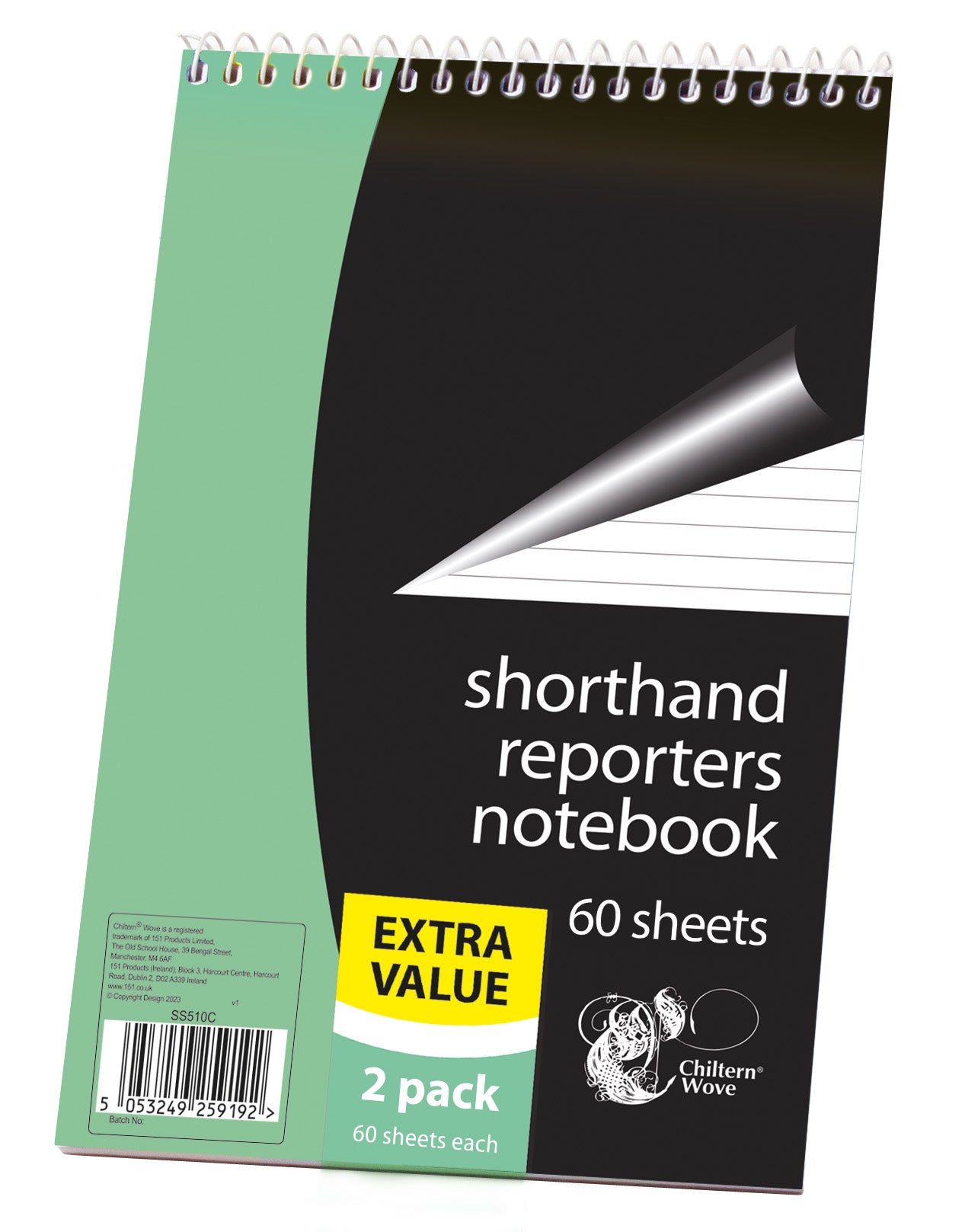 Bloc-notes de reportage (lot de 2, 60 feuilles)