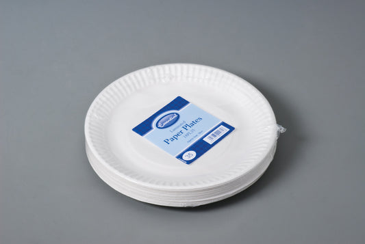 Essential 18CM PAPER PLATES WHITE CASE PK35