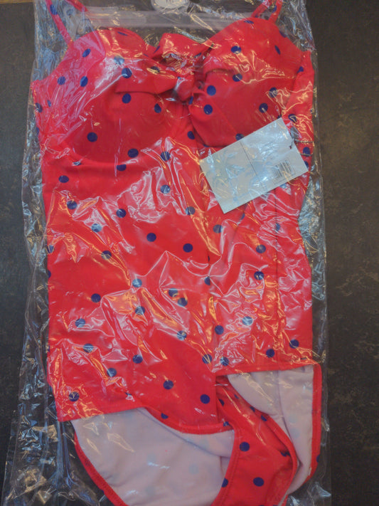 LADIES SPOT SWIMSUIT Red Blue SIZE 18