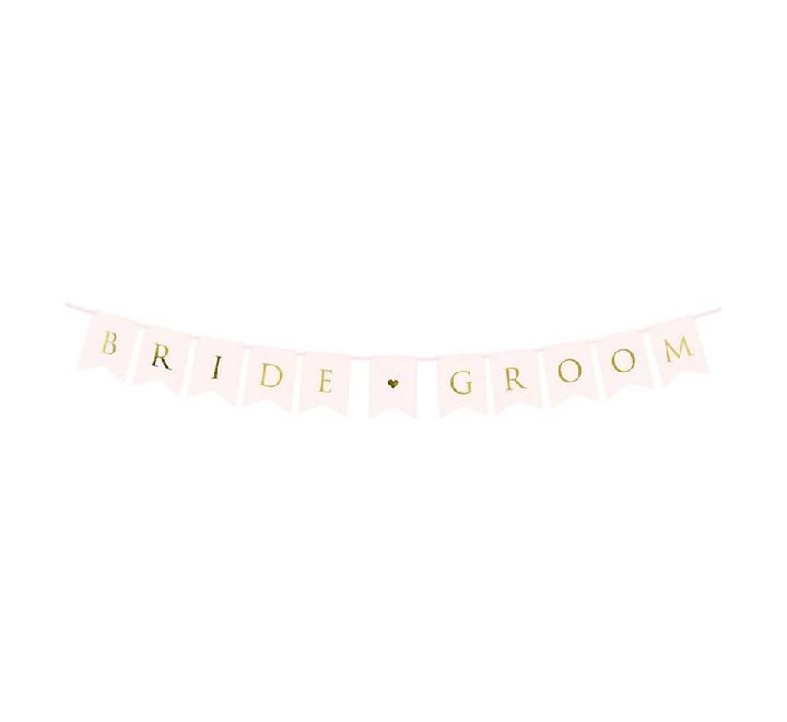 Bride & Groom garland light pink 1.55mx 15cm