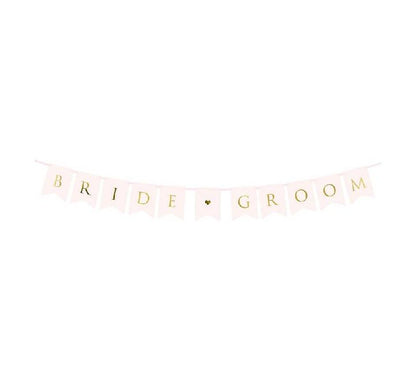 Bride & Groom garland light pink 1.55mx 15cm