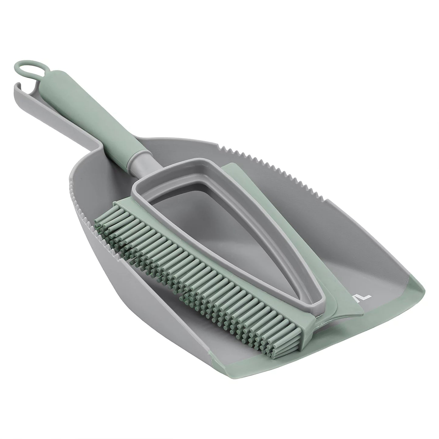 JVL Rubber Dustpan & Brush Set-Grey