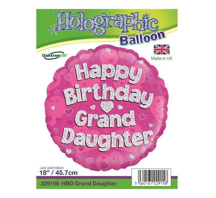 Happy Birthday Grandaughter Pink Foil Balloon 18 Inch