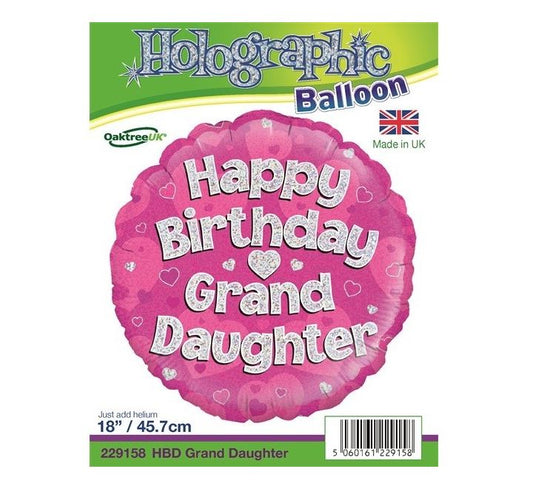Happy Birthday Grandaughter Pink Foil Balloon 18 Inch