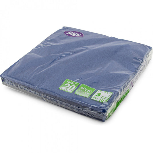 Serviettes 3 épaisseurs bleu foncé 40cm 20 PPF ECO 99/210