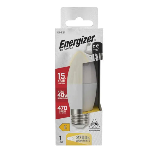 ENERGIZER BOUGIE LED ES/E27 4.2w=40w BLANC CHAUD NON DIMMABLE 470LM